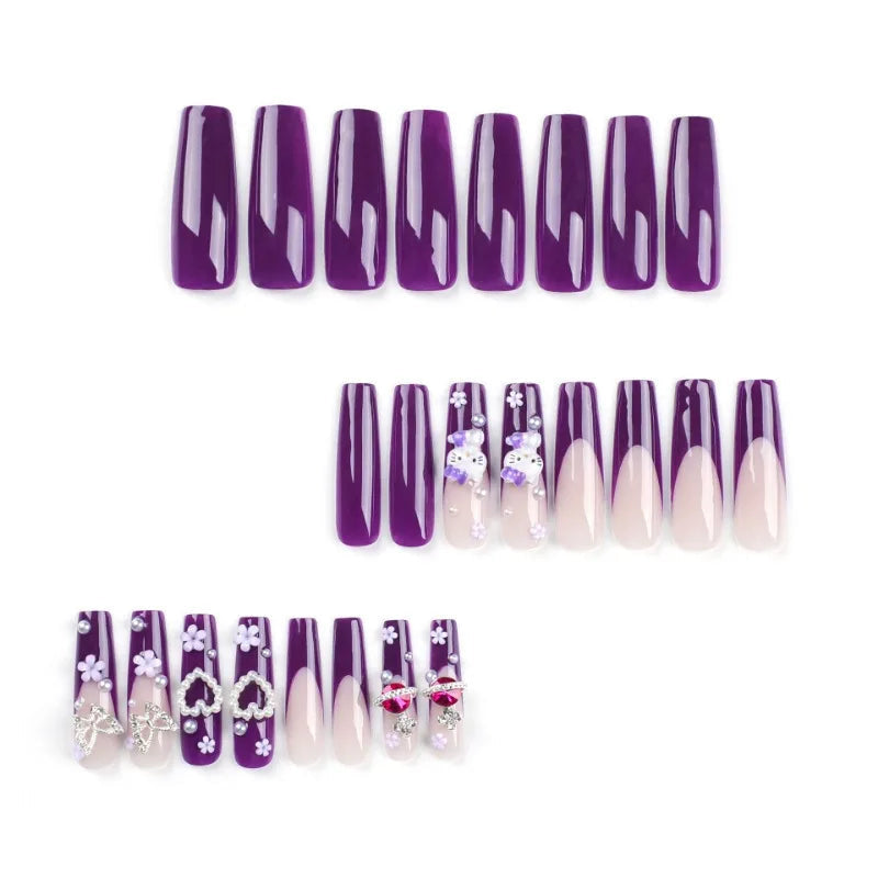 Kitty Square Long 3D Press On Nails