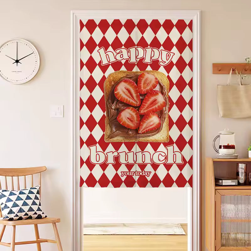 Retro Food Print Door Curtain Strawberry