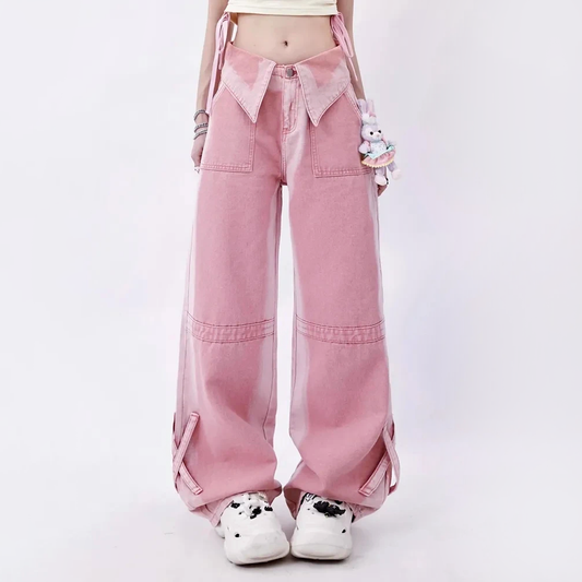 Kpop Baggy Jeans Pink 1610