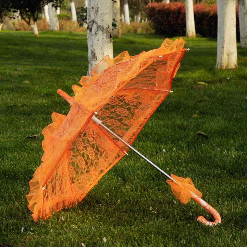 Lace Parasol Umbrella Orange 56x58cm