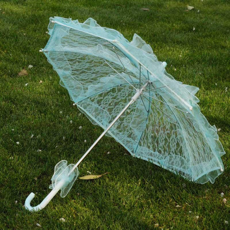 Lace Parasol Umbrella Light Blue 56x58cm