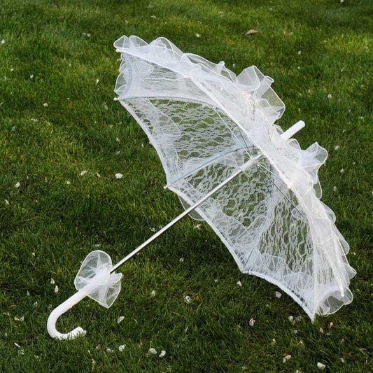 Lace Parasol Umbrella White 56x58cm