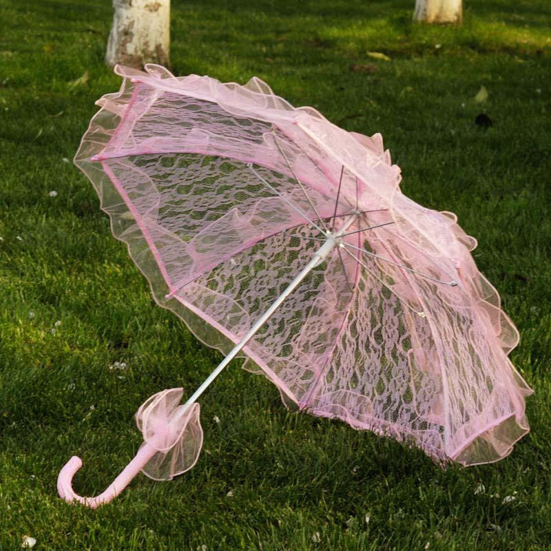 Lace Parasol Umbrella Pink 56x58cm