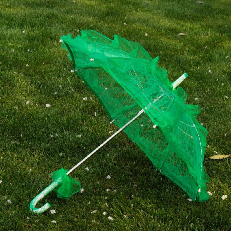Lace Parasol Umbrella Green 56x58cm