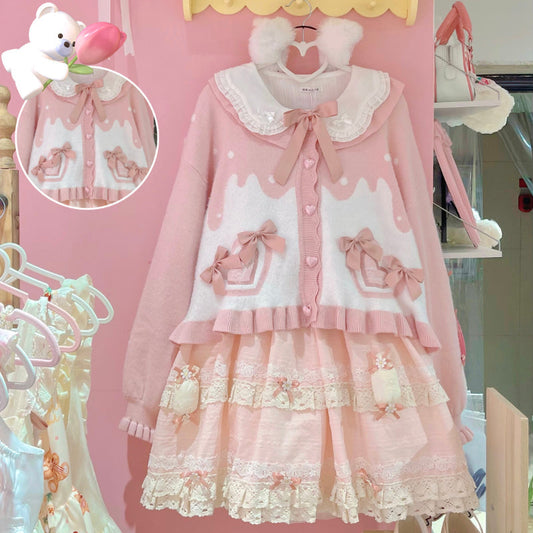 Melty Candy Knit Cardigan Pink
