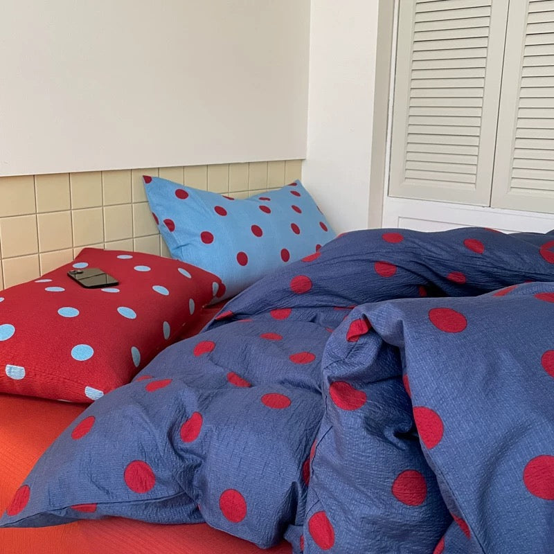 Navy Blue Polka Dot Bedding Set