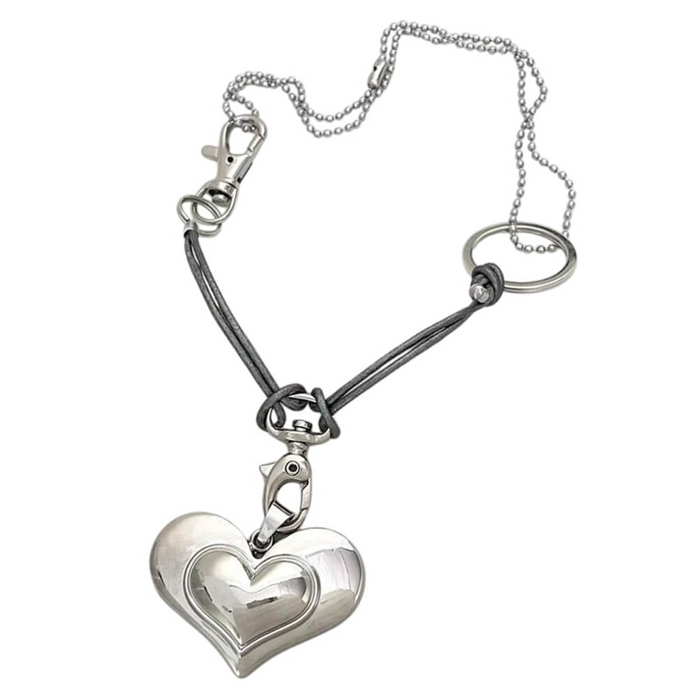 Oversized Heart Pendant Necklace Standart Silver