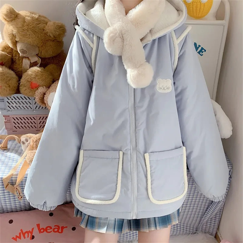 Pastel Bear Double-Sided Jacket Blue