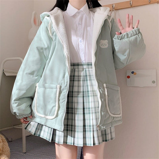 Pastel Bear Double-Sided Jacket Green