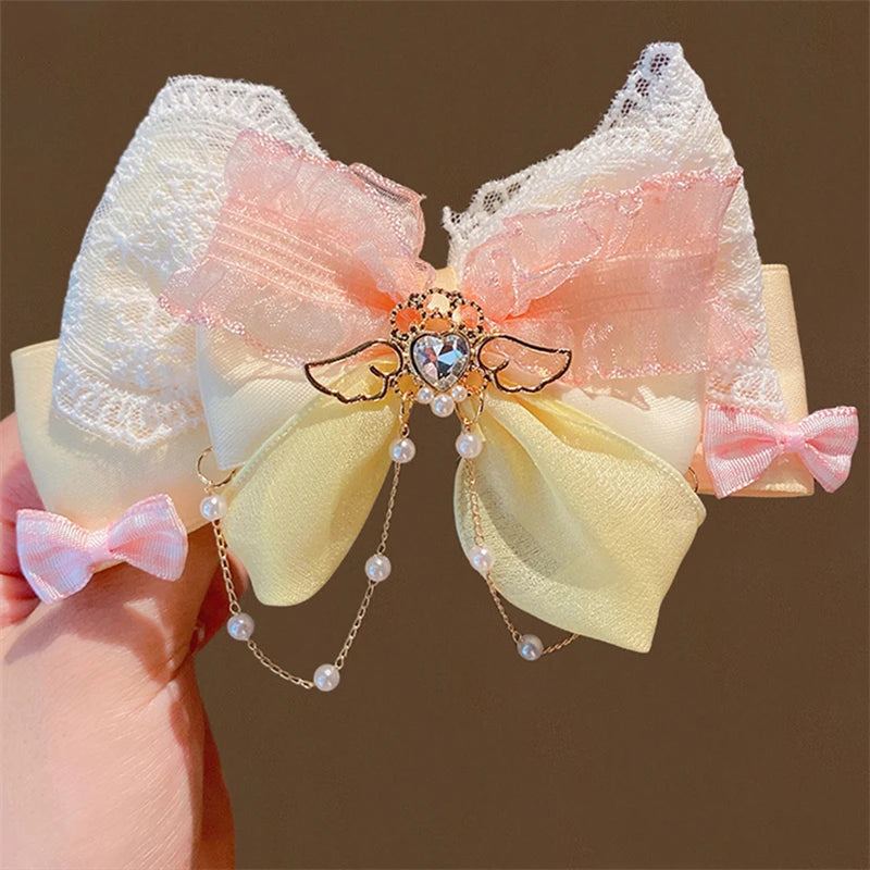 Pastel Decora Hair Bows Yellow