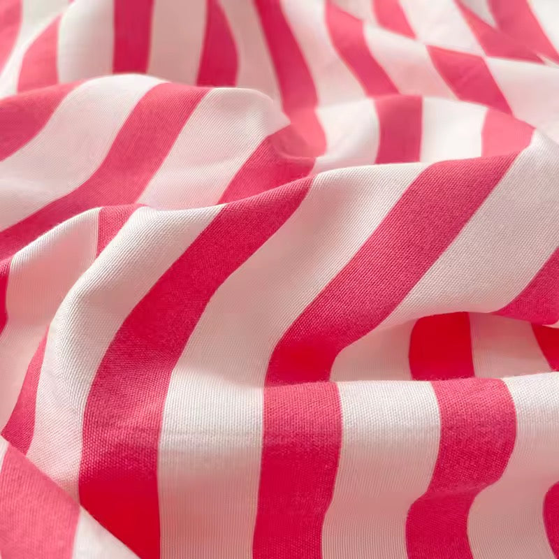 Pink Striped Duvet Cover Set