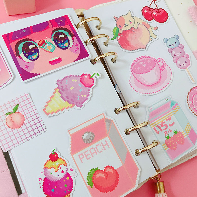 Pink Pixelated Laser Cut Sticker Pack
