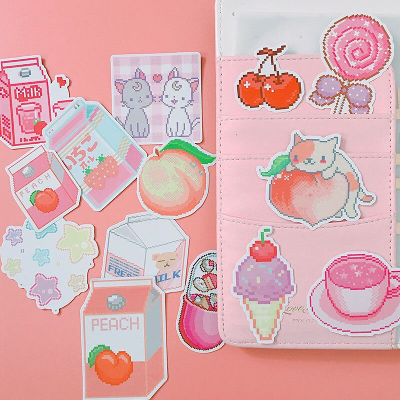 Pink Pixelated Laser Cut Sticker Pack