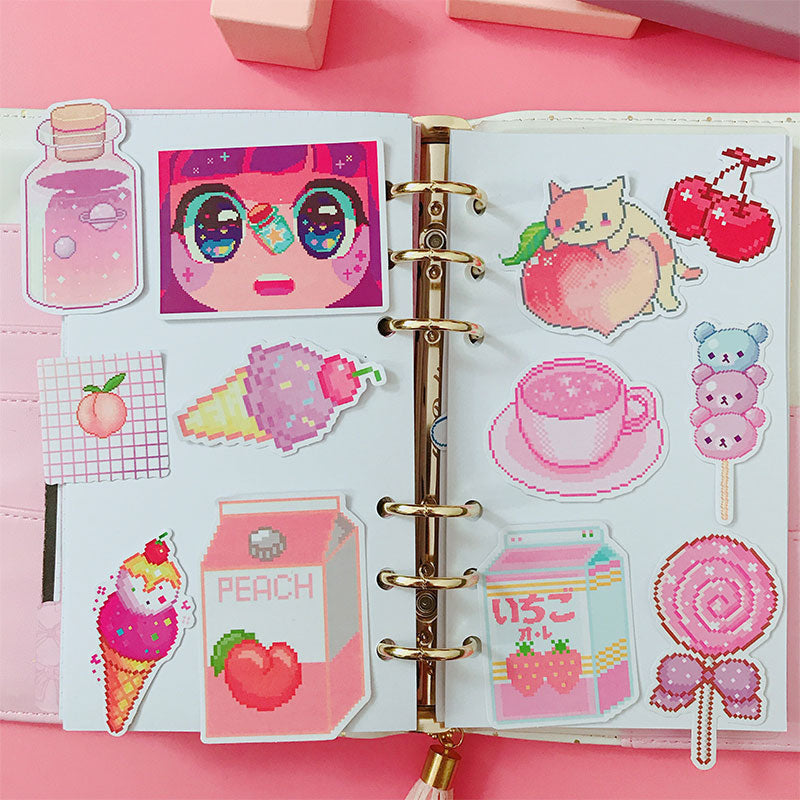 Pink Pixelated Laser Cut Sticker Pack