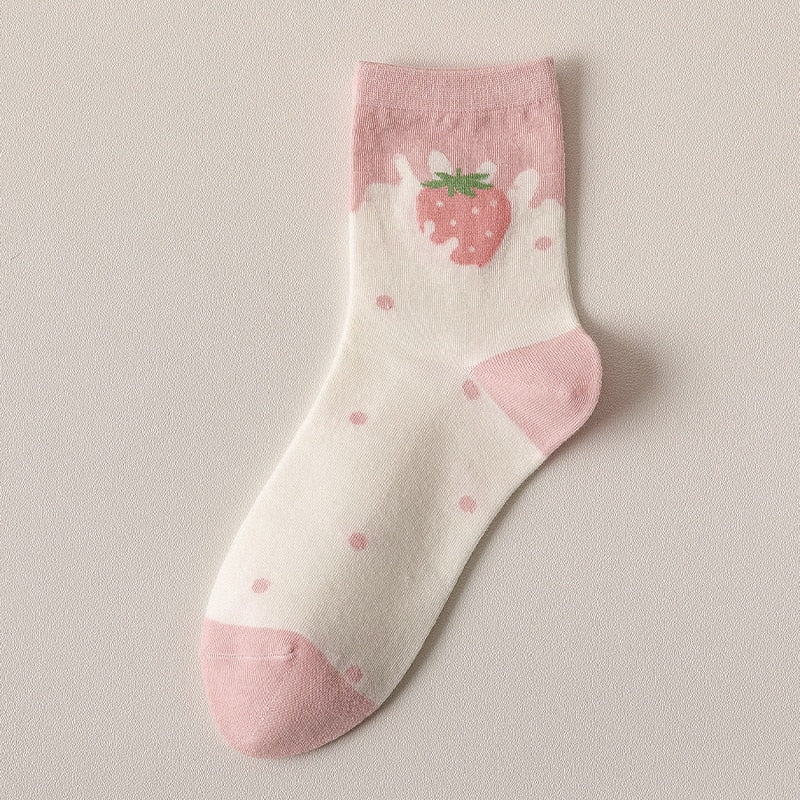 Pink Strawberry Cotton Socks 2