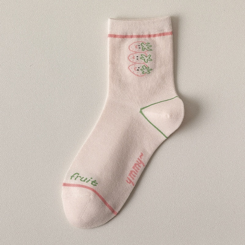 Pink Strawberry Cotton Socks 4