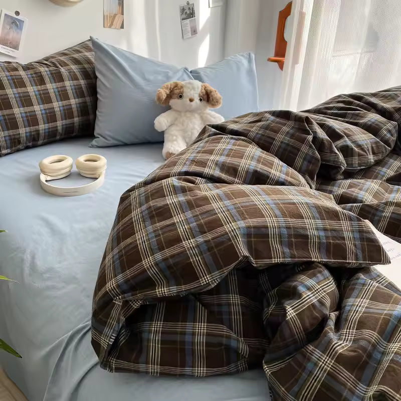 Preppy Plaid Brown Bedding Set