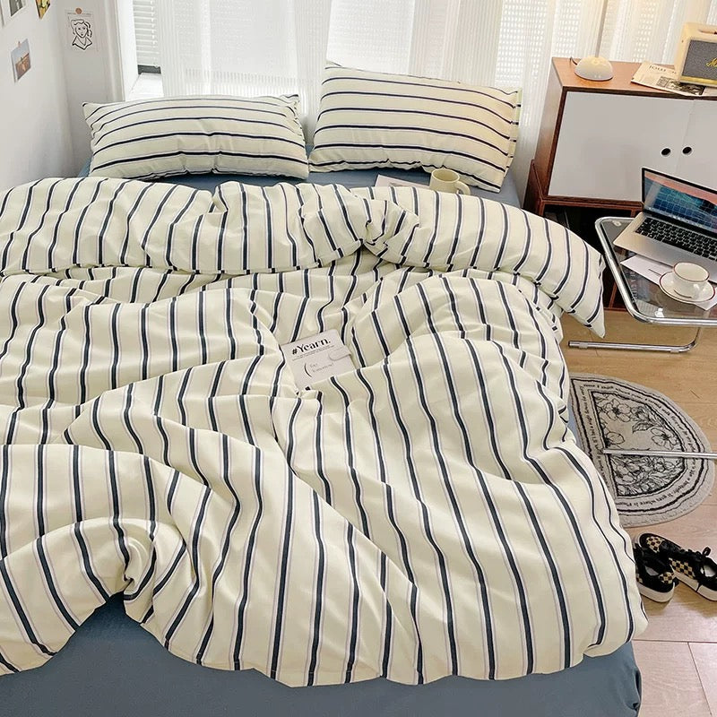 Nordic Stripe Bedding Set Blue