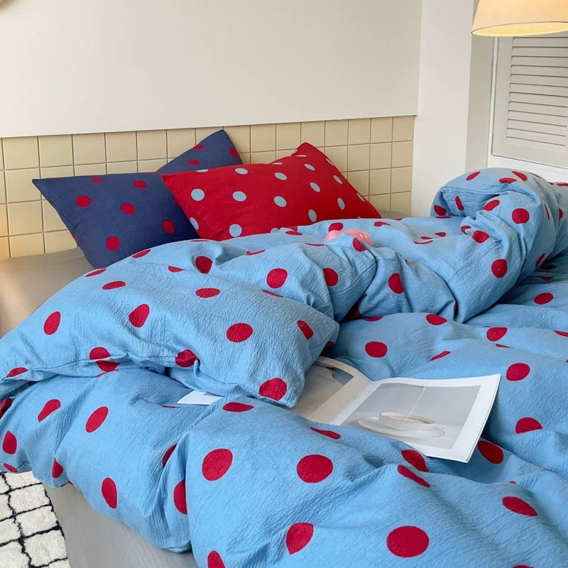 Navy Blue Polka Dot Bedding Set Blue