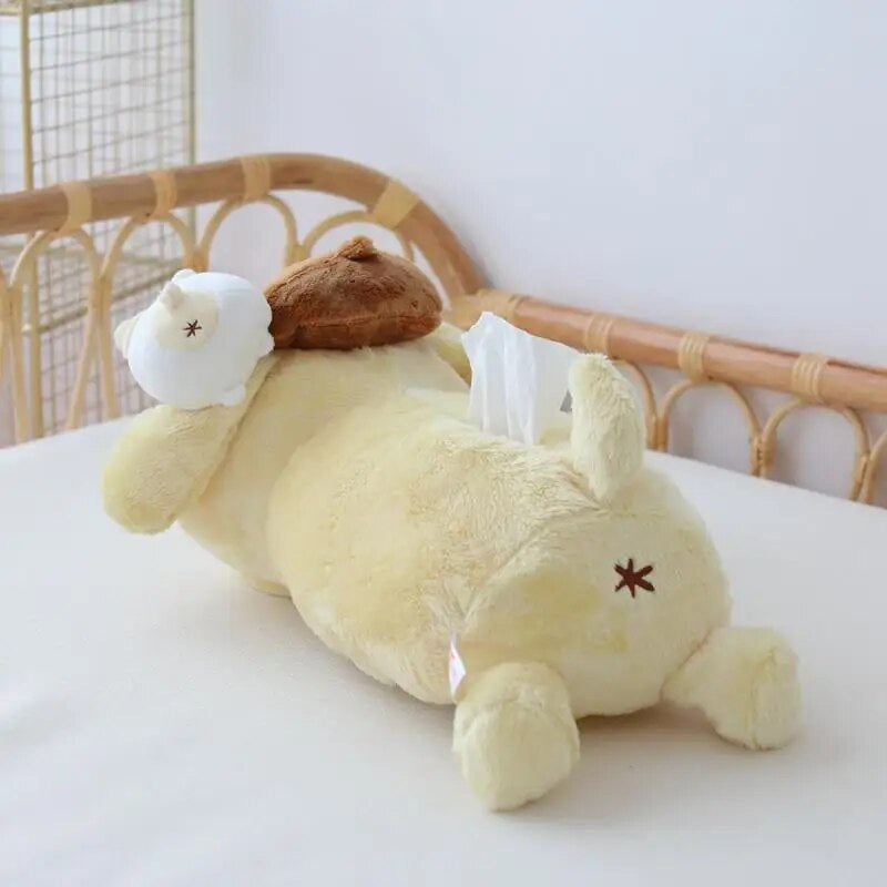 Yellow Puppy Plush Tissue Box