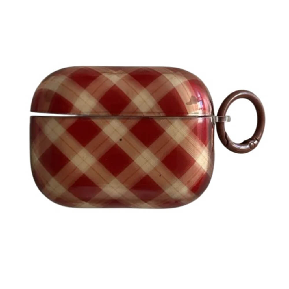 Preppy Style Plaid Airpods Case Brown