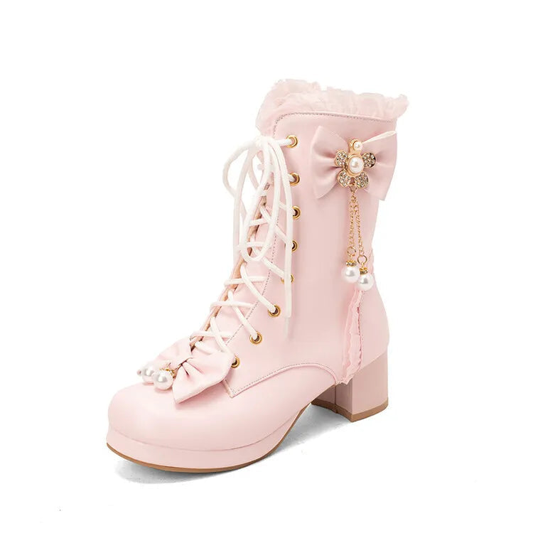 Pretty Pearl Princess Booties Pink
