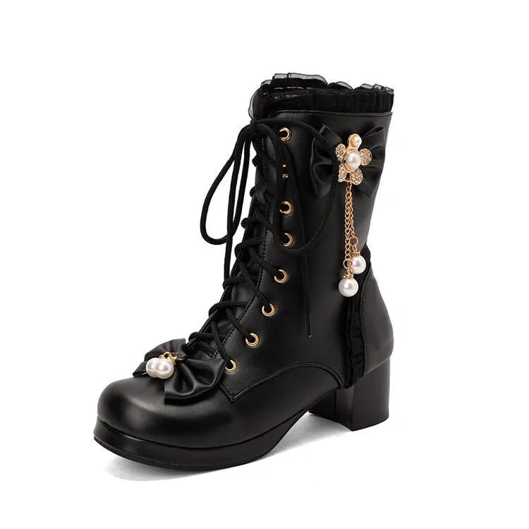 Pretty Pearl Princess Booties Black