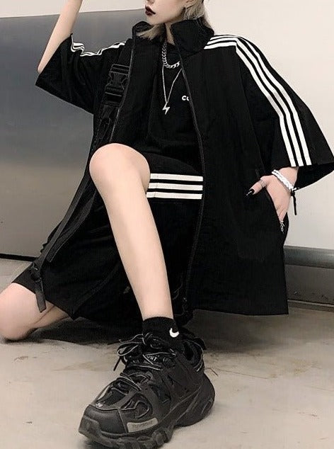 Subculture zip-up line jacket + shorts