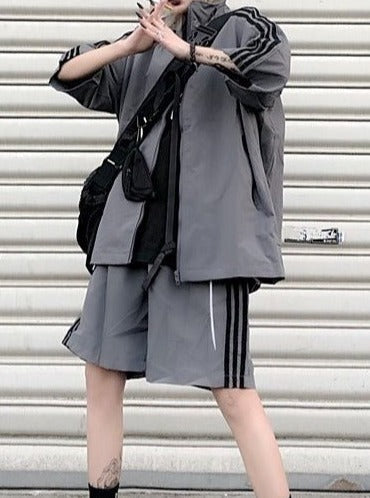 Subculture zip-up line jacket + shorts
