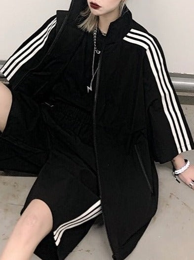 Subculture zip-up line jacket + shorts