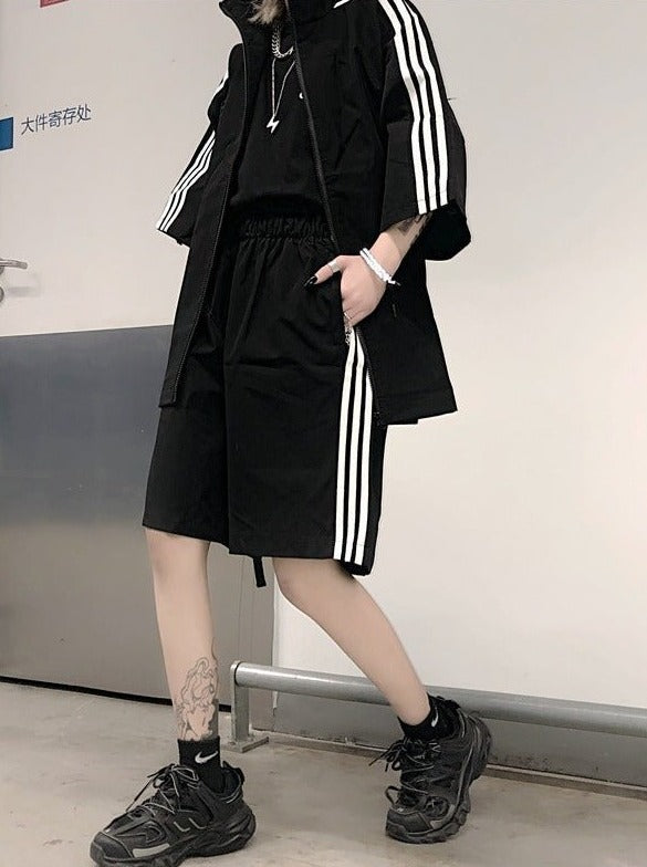 Subculture zip-up line jacket + shorts