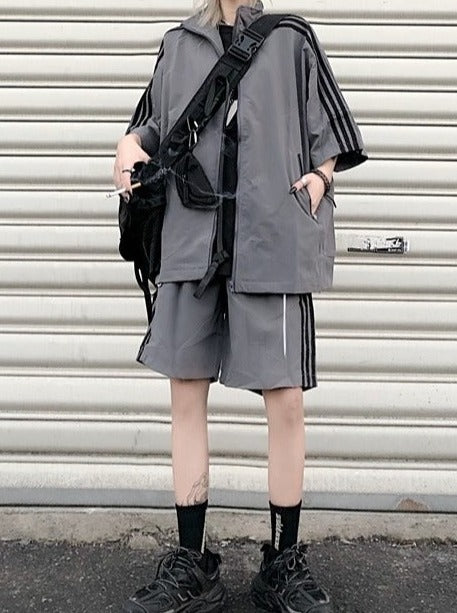 Subculture zip-up line jacket + shorts