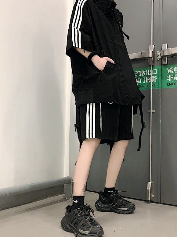 Subculture zip-up line jacket + shorts