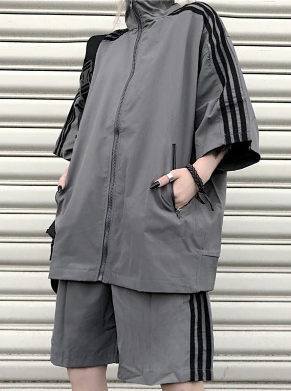 Subculture zip-up line jacket + shorts
