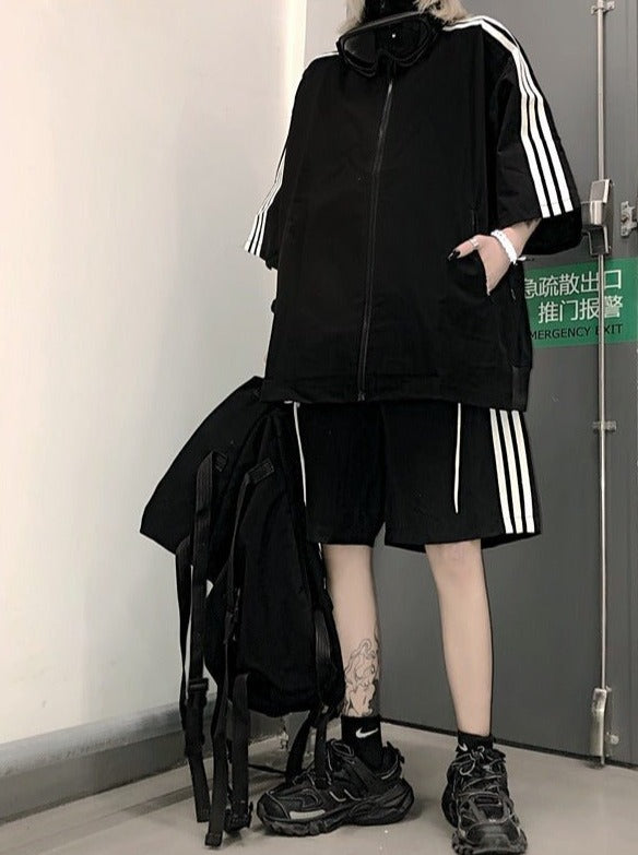 Subculture zip-up line jacket + shorts