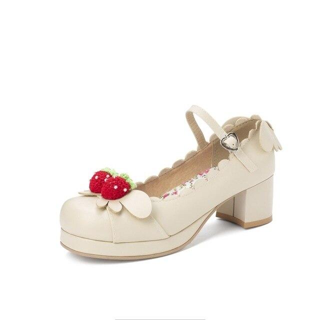 Berry Babe Mary Janes Beige
