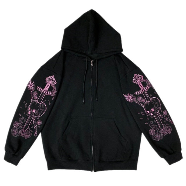 Tattoo Skull and Dagger Hoodie Black