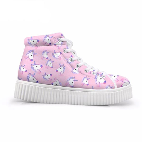 Unicorn Wedge High Tops Emoji Pink Unicorn