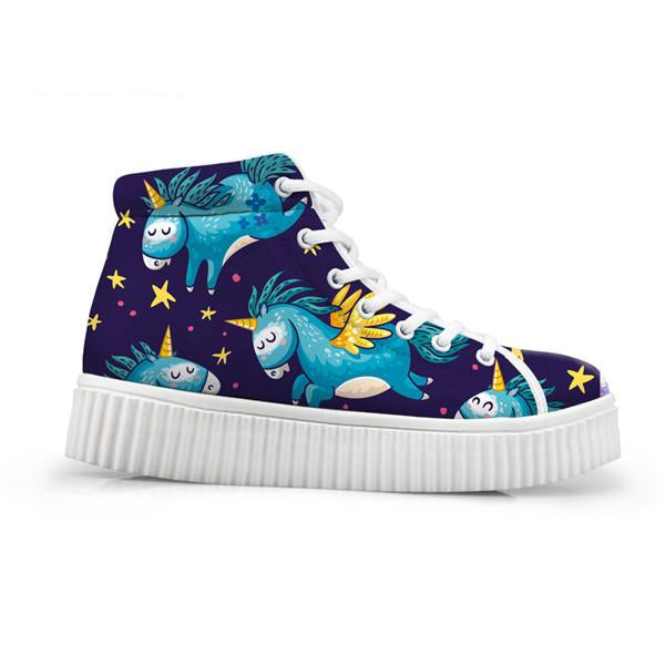 Unicorn Wedge High Tops Sleepy Unicorn