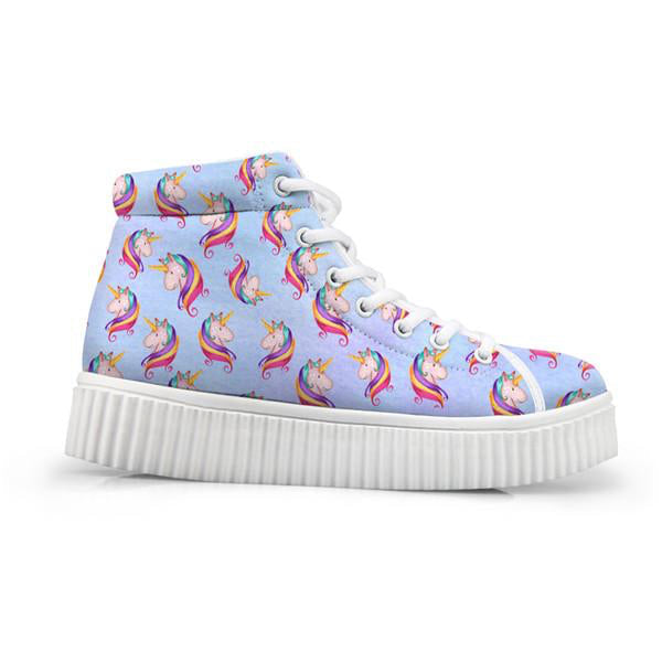 Unicorn Wedge High Tops Blue Unicorn