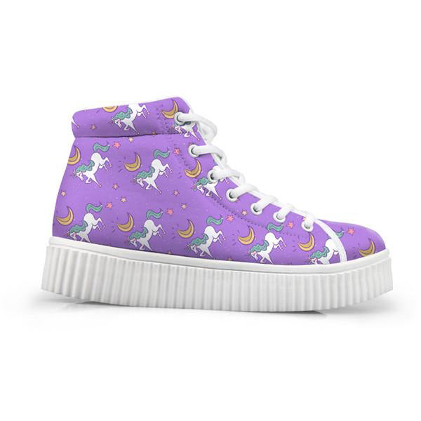 Unicorn Wedge High Tops Purple Moon Unicorn