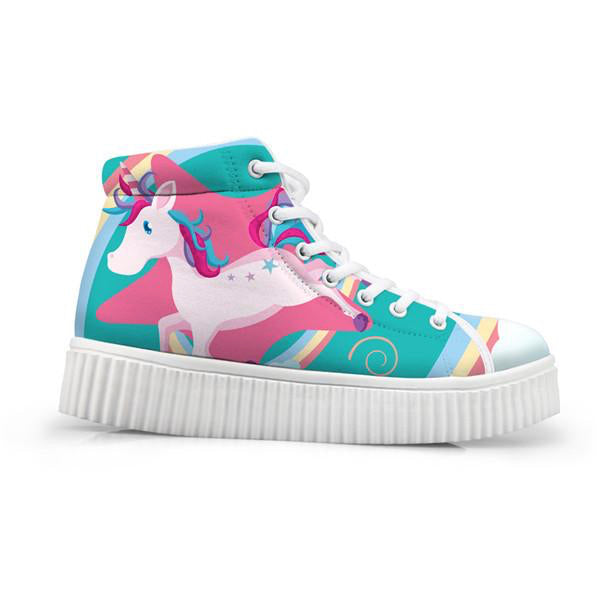 Unicorn Wedge High Tops Pastel Patchwork Unicorn