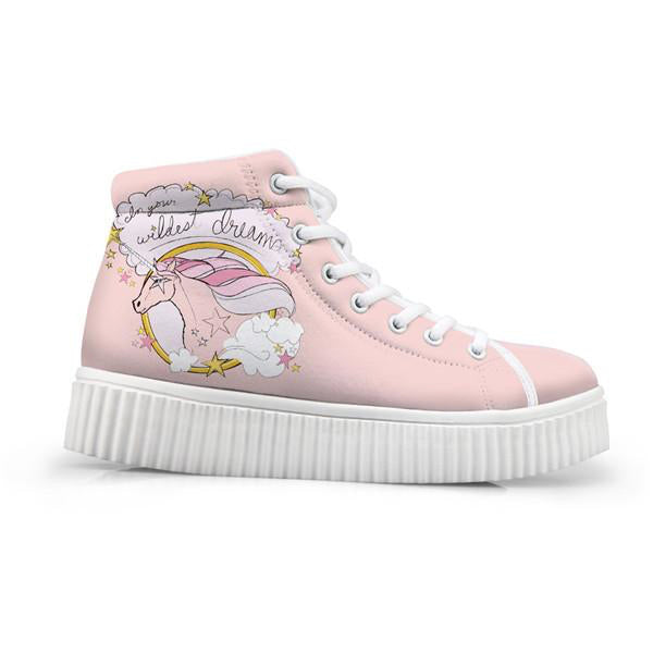 Unicorn Wedge High Tops Pink Dream Unicorn