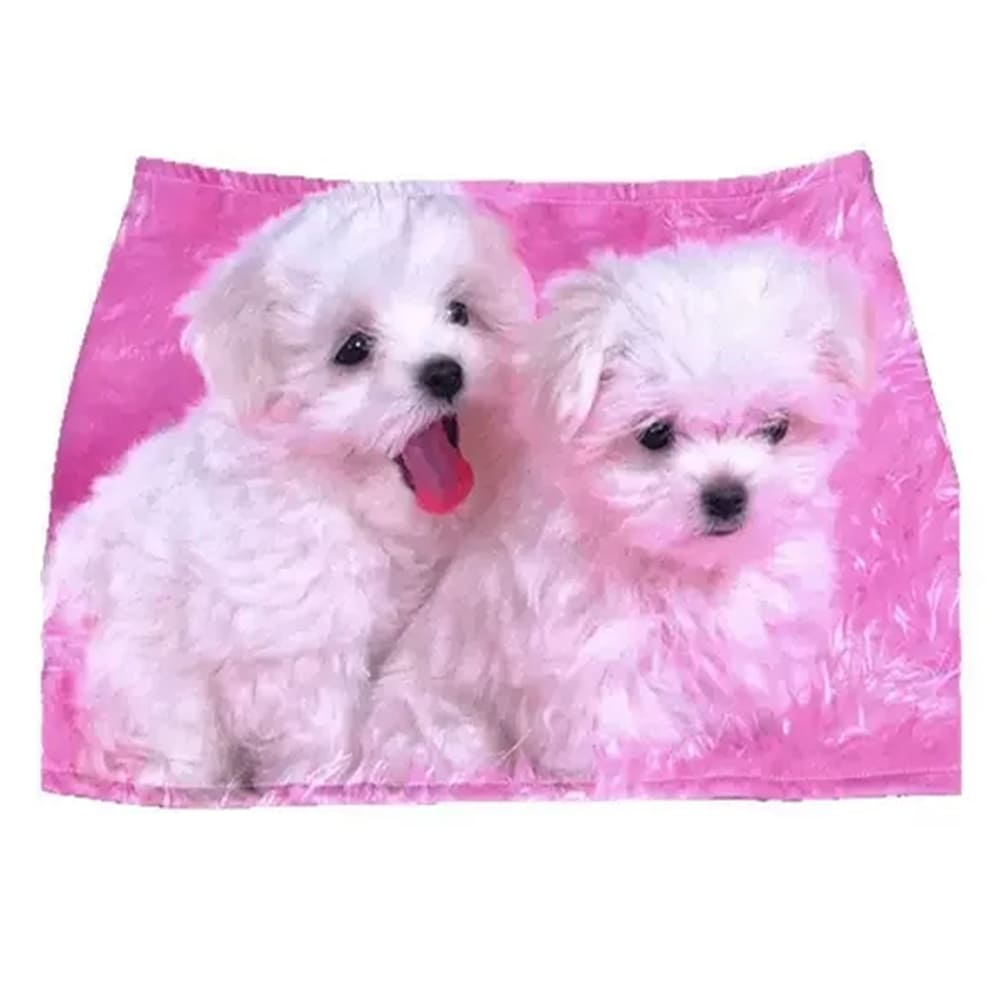Puppies Print Y2K Micro Skirt