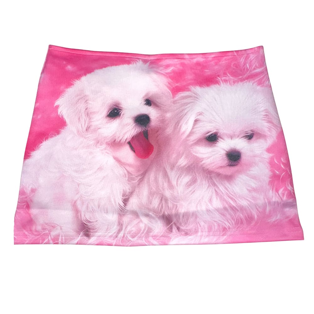 Puppies Print Y2K Micro Skirt