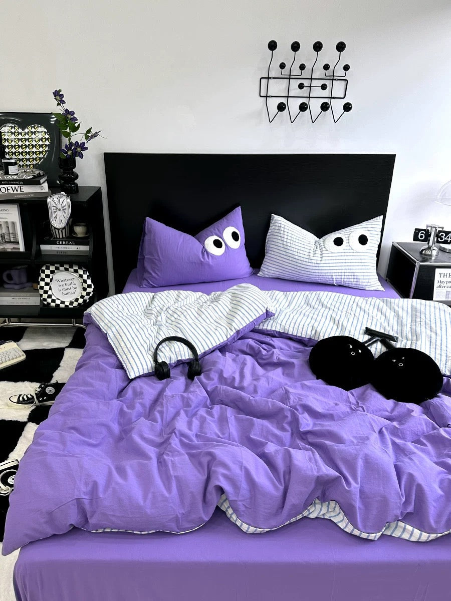 Big Eyes Bedding Set Purple