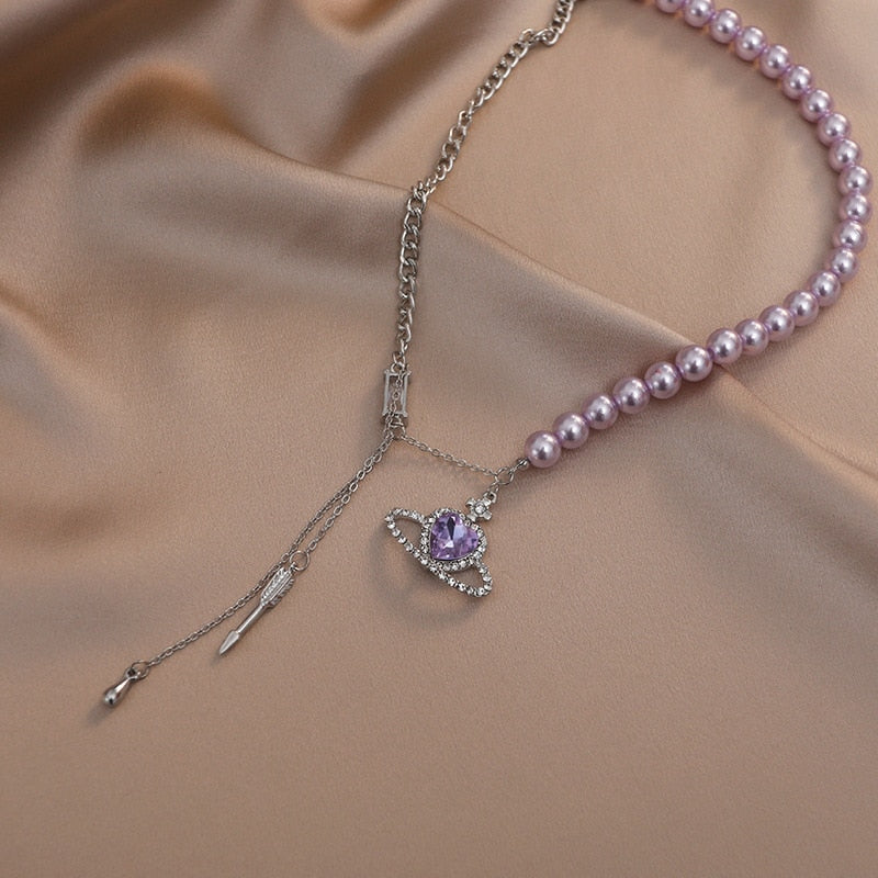 Purple Saturn Love Necklace