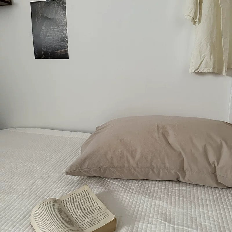 Retro Striped Cotton Pillowcase Solid Taupe