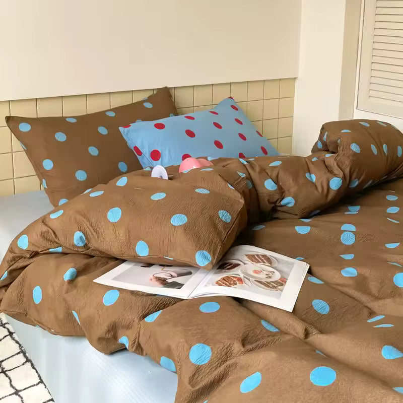 Navy Blue Polka Dot Bedding Set