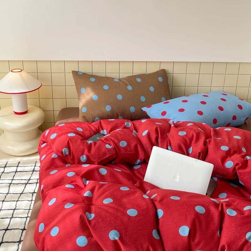 Navy Blue Polka Dot Bedding Set